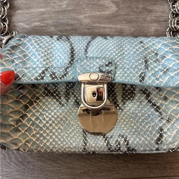 VTG 90’s Y2K Turquoise Exotic Snakeskin Python Luxury Handbag RARE - Picture 4 of 16